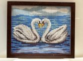 Алмазна мозаїка  з рамкою АВ 4013 19*23см Лебеди полная зашивка