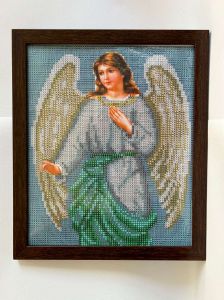 Алмазна мозаїка  з рамкою АВ 4083 19*23см   Ангел Хранитель частичная зашивка 