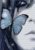 Алмазная вышивка з рамкою АВ 3044 Девушка и бабочки  полная зашивка 