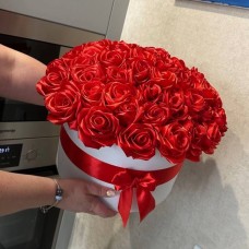 Стрічка атласна 4 см №26 червона  (23м)