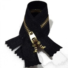 Застібка блискавка джинсова 20см чорна зубці жовті